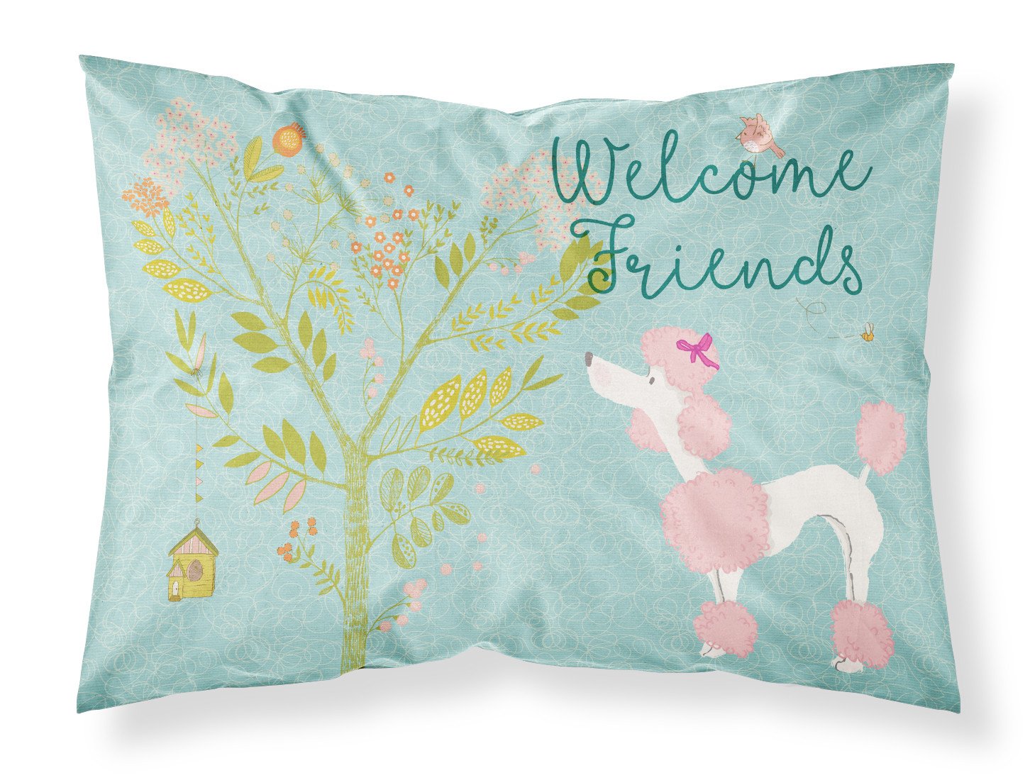 Welcome Friends Pink Poodle Fabric Standard Pillowcase BB7613PILLOWCASE by Caroline's Treasures