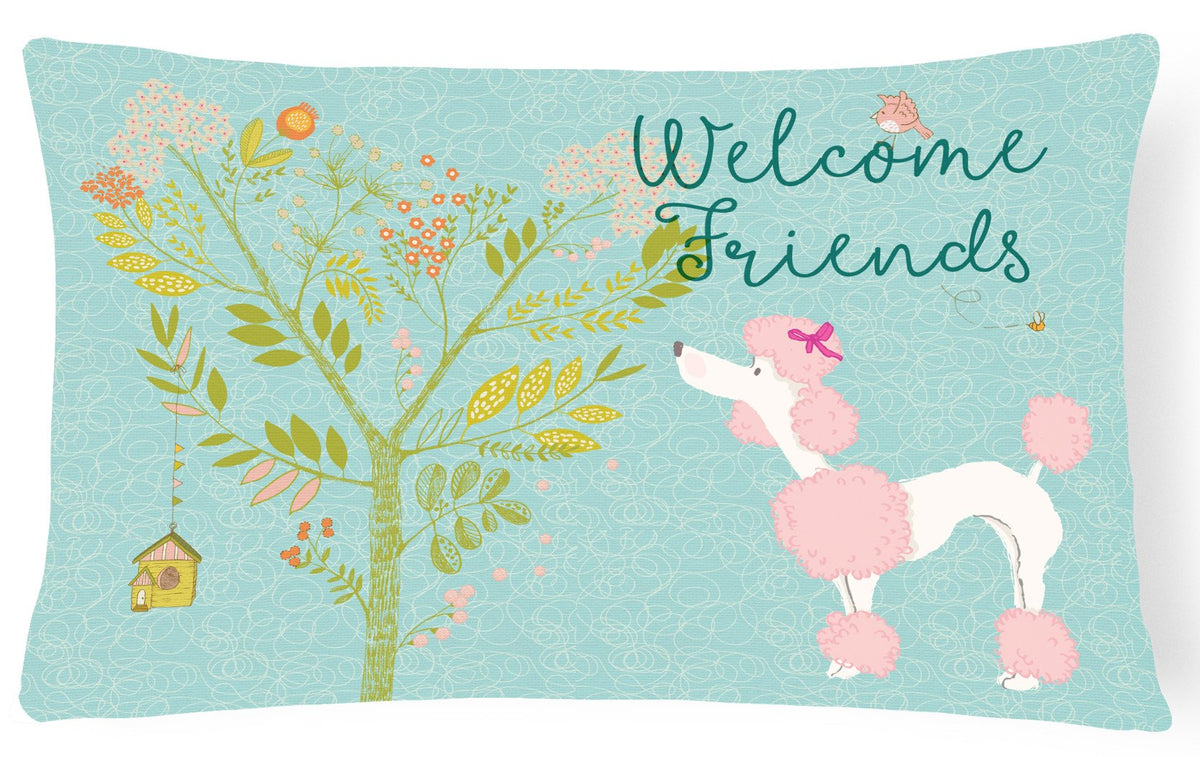 Welcome Friends Pink Poodle Canvas Fabric Decorative Pillow BB7613PW1216 by Caroline&#39;s Treasures