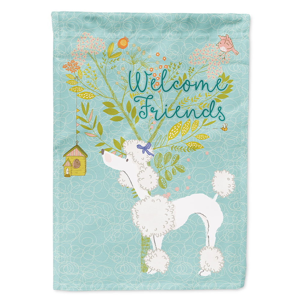 Welcome Friends White Poodle Flag Canvas House Size BB7614CHF