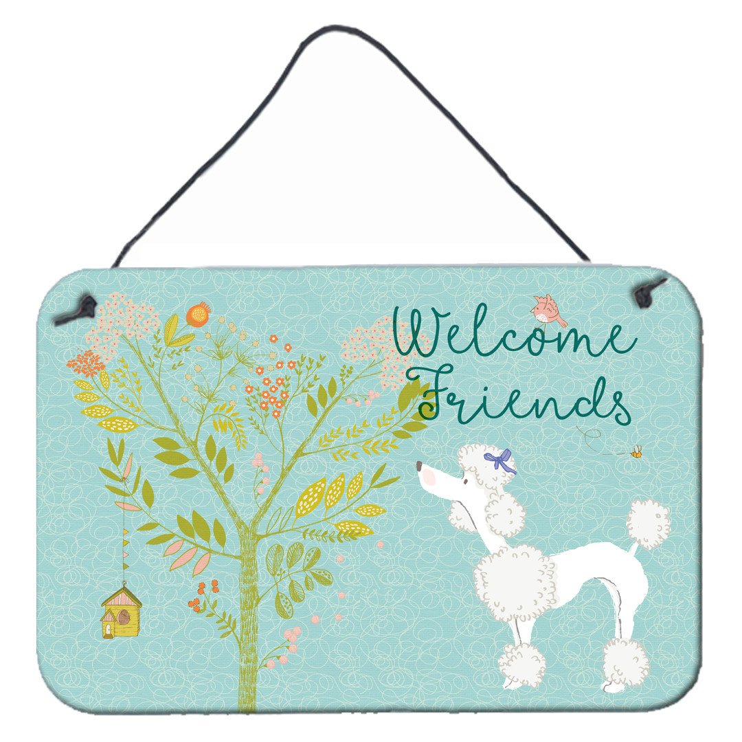 Welcome Friends White Poodle Wall or Door Hanging Prints BB7614DS812 by Caroline's Treasures
