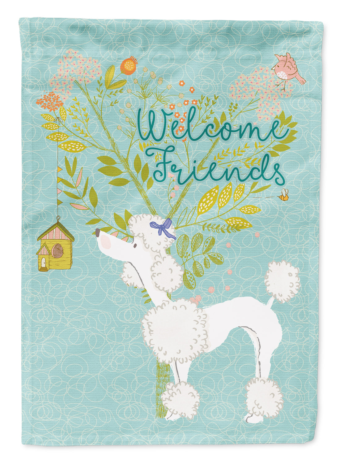Welcome Friends White Poodle Flag Garden Size BB7614GF