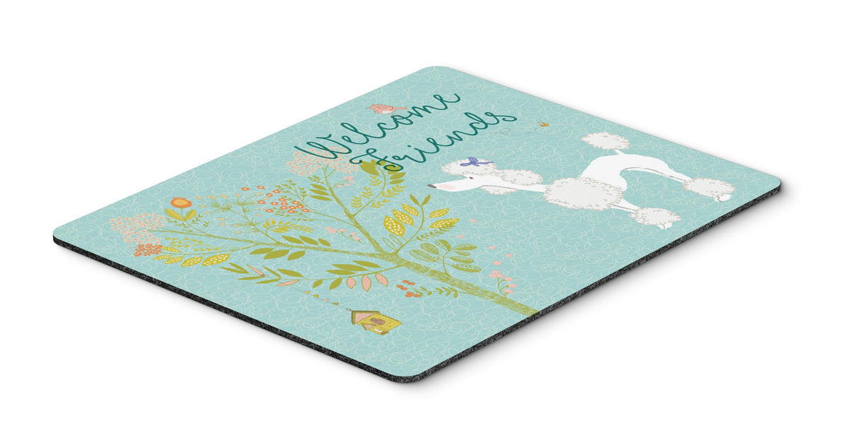 Welcome Friends White Poodle Mouse Pad, Hot Pad or Trivet BB7614MP by Caroline&#39;s Treasures