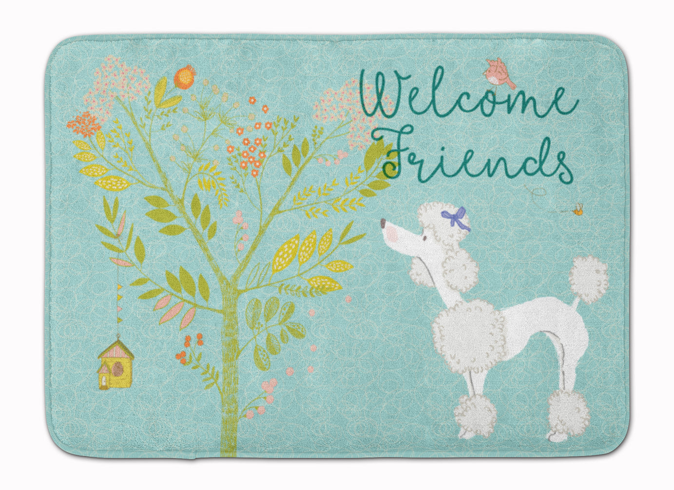 Welcome Friends White Poodle Machine Washable Memory Foam Mat BB7614RUG - the-store.com