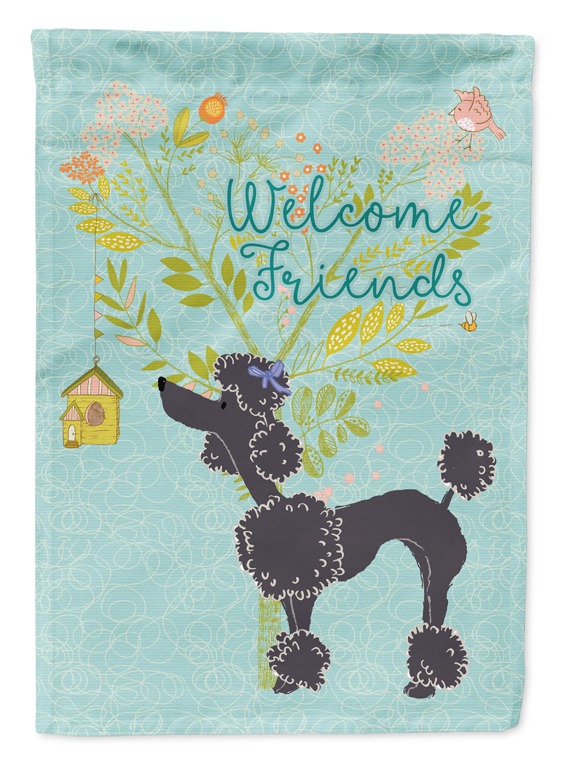 Welcome Friends Black Poodle Flag Canvas House Size BB7615CHF  the-store.com.