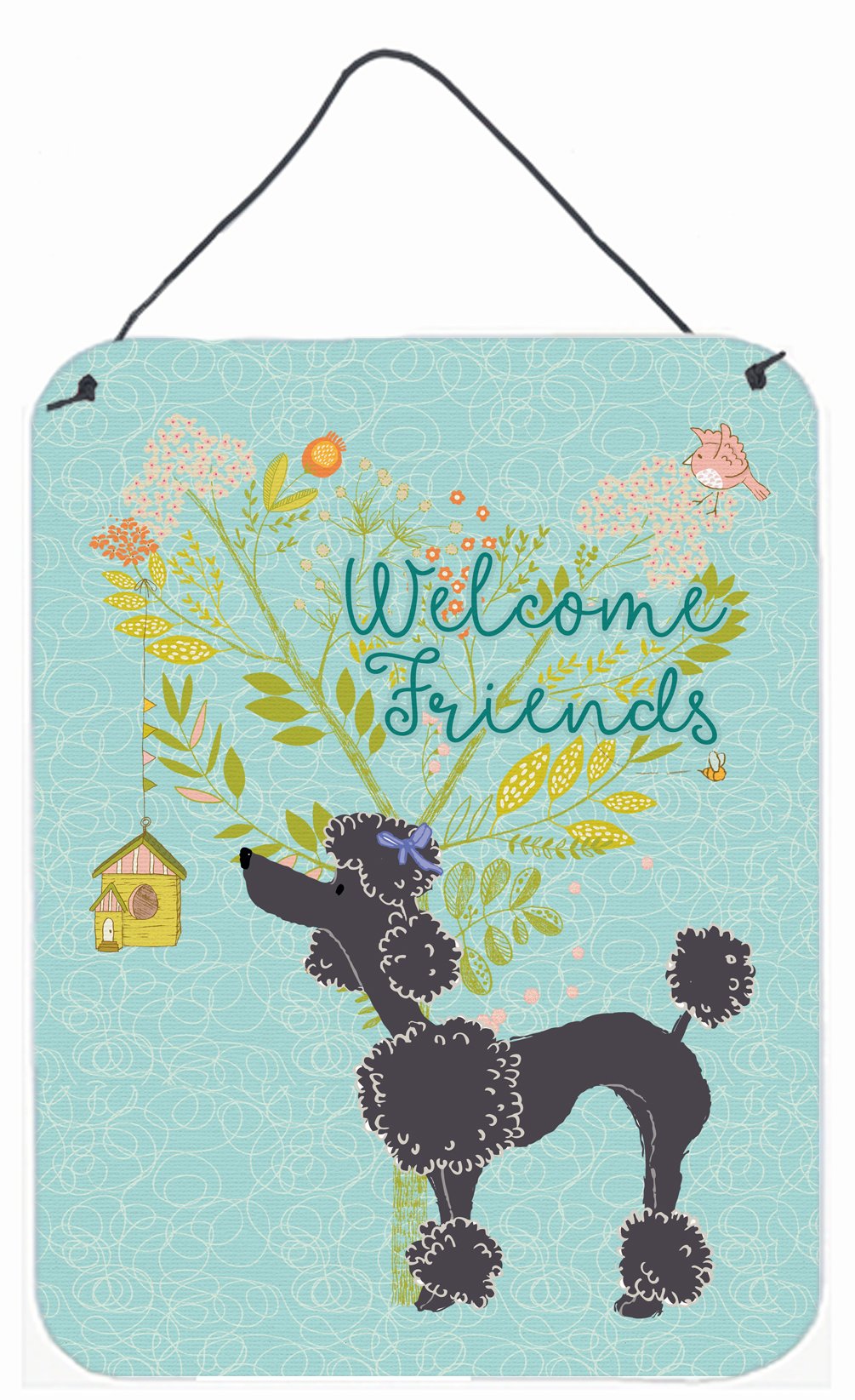 Welcome Friends Black Poodle Wall or Door Hanging Prints BB7615DS1216 by Caroline's Treasures