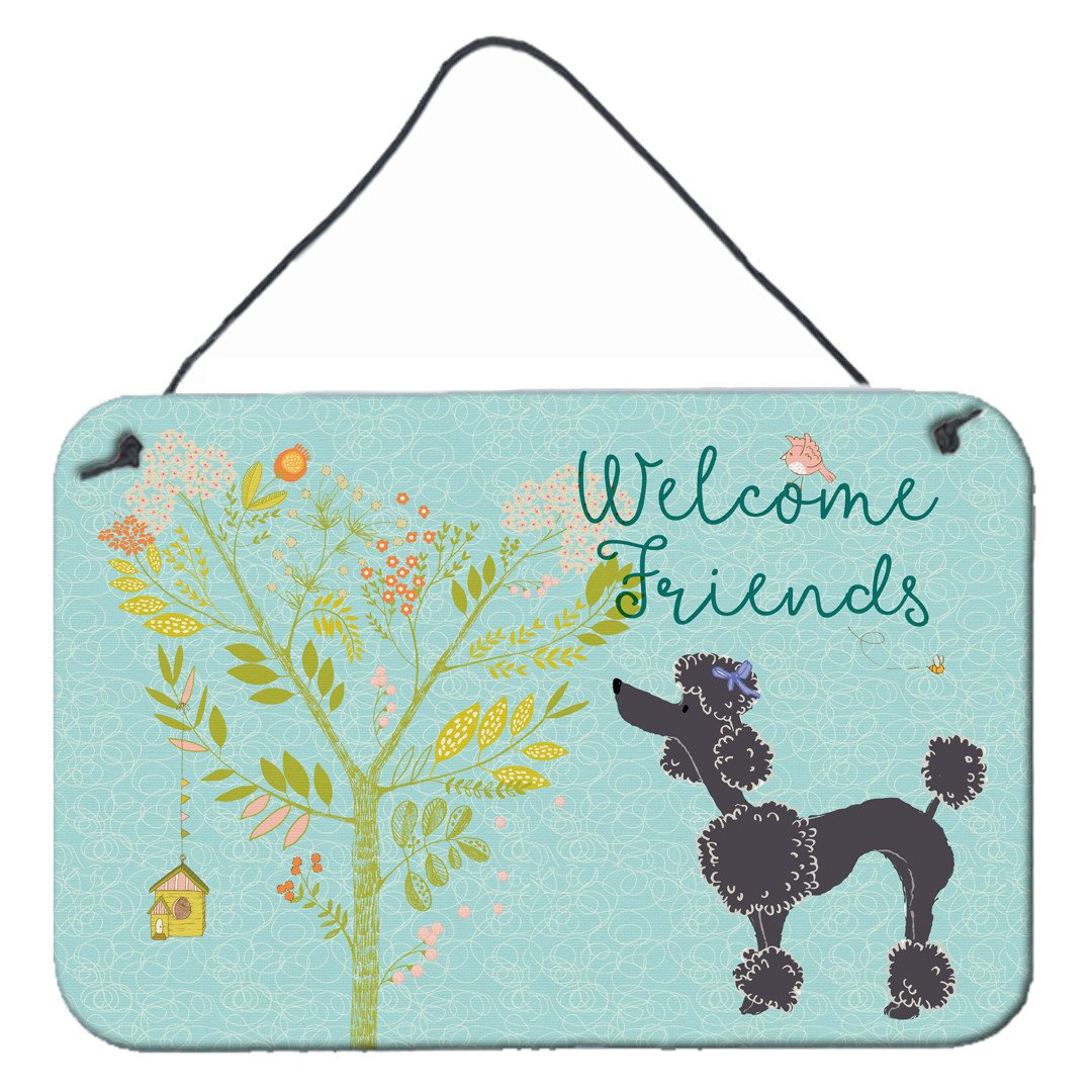 Welcome Friends Black Poodle Wall or Door Hanging Prints BB7615DS812 by Caroline's Treasures