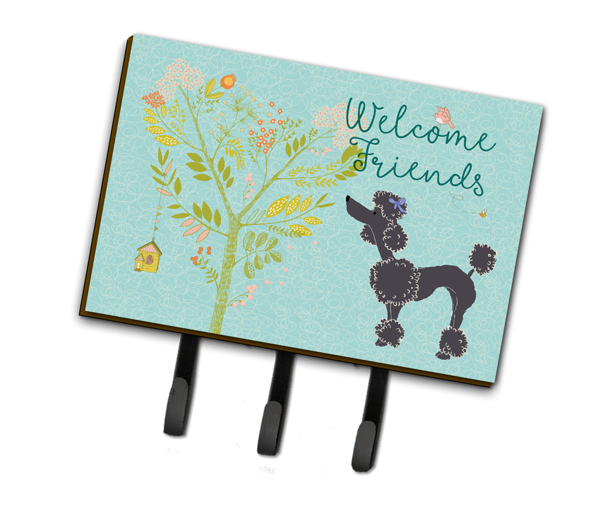 Welcome Friends Black Poodle Leash or Key Holder BB7615TH68
