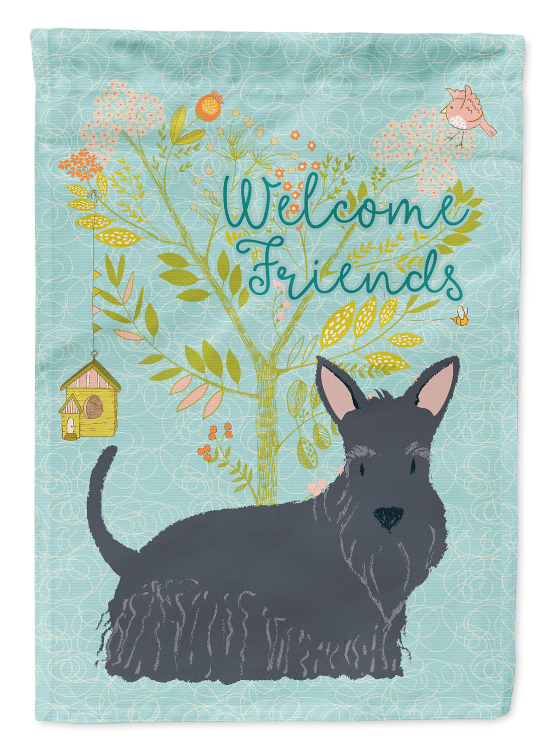 Welcome Friends Scottish Terrier Flag Canvas House Size BB7616CHF