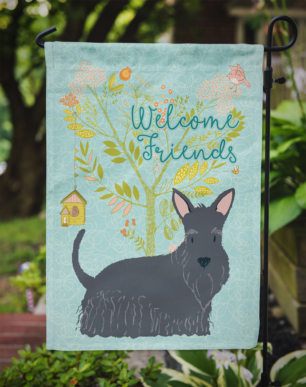 Welcome Friends Scottish Terrier Flag Garden Size BB7616GF