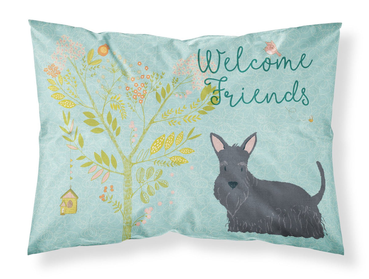 Welcome Friends Scottish Terrier Fabric Standard Pillowcase BB7616PILLOWCASE by Caroline&#39;s Treasures