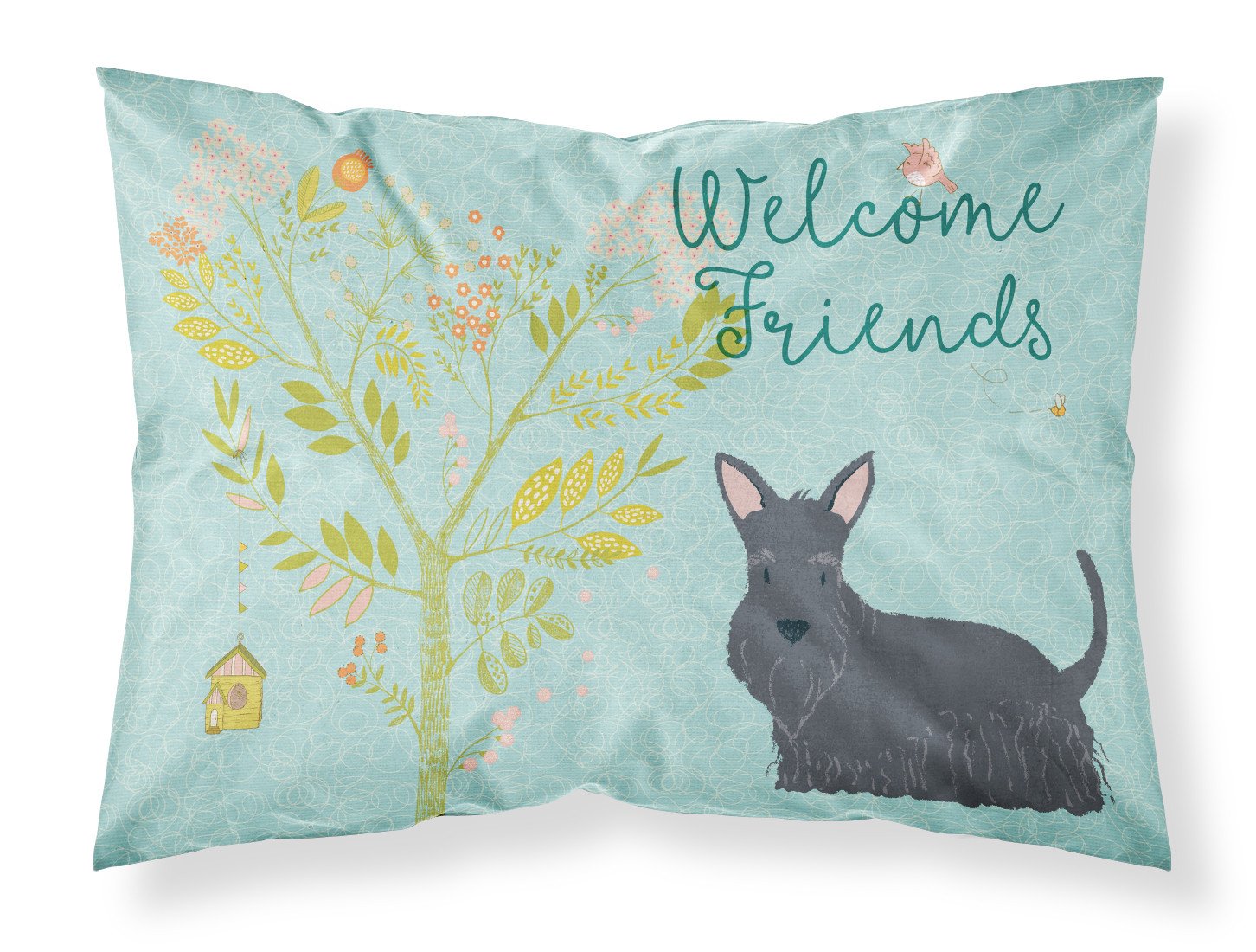 Welcome Friends Scottish Terrier Fabric Standard Pillowcase BB7616PILLOWCASE by Caroline's Treasures