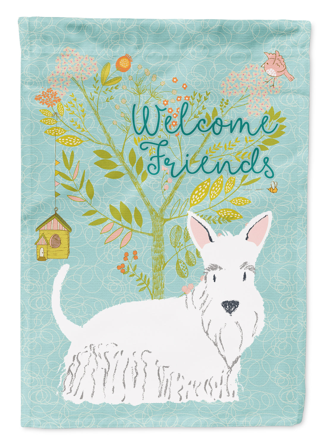 Welcome Friends White Scottish Terrier Flag Garden Size BB7617GF