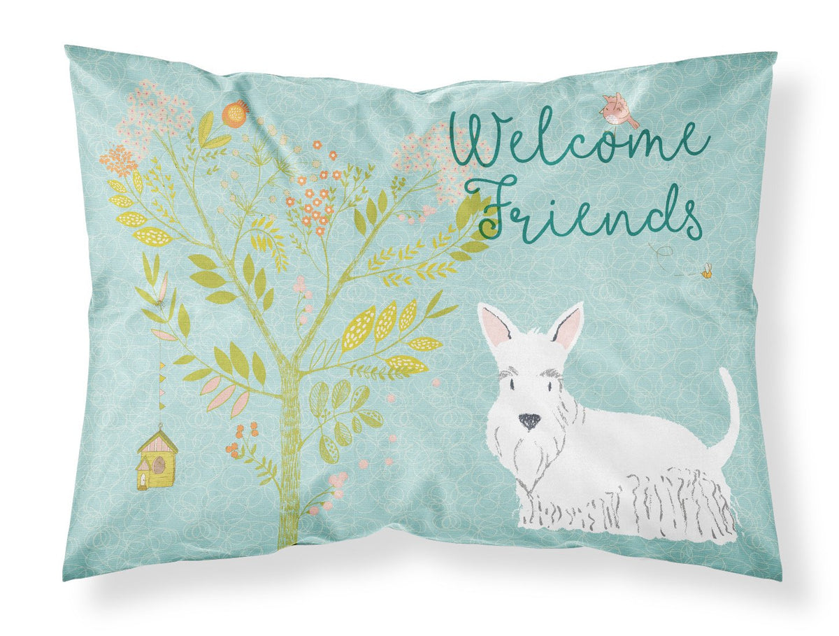 Welcome Friends White Scottish Terrier Fabric Standard Pillowcase BB7617PILLOWCASE by Caroline&#39;s Treasures