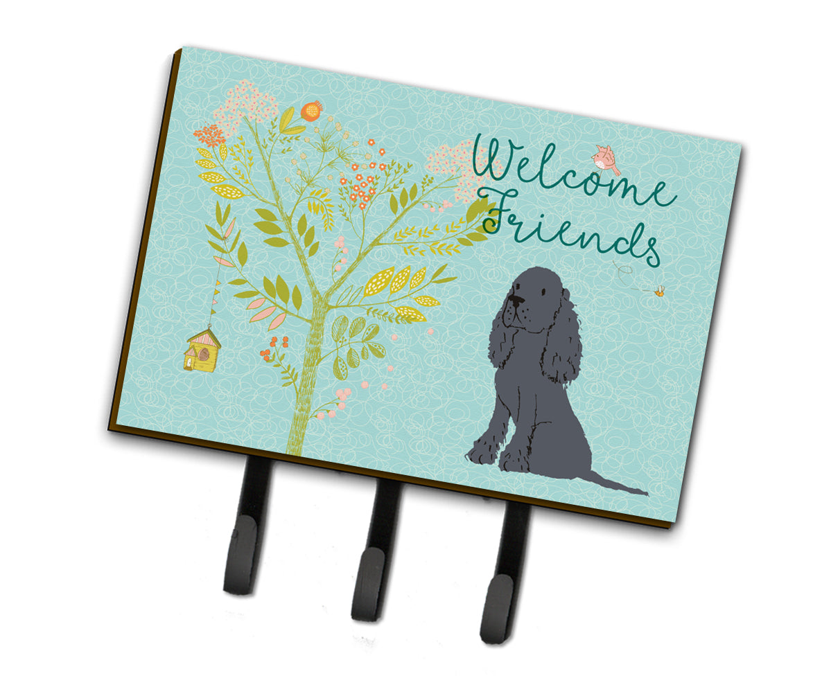 Welcome Friends Black Cocker Spaniel Leash or Key Holder BB7618TH68  the-store.com.