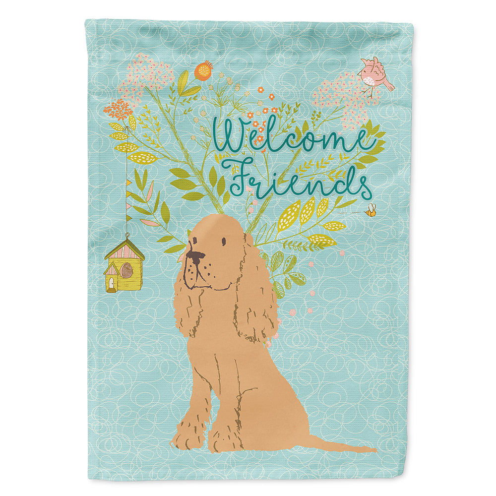 Welcome Friends Buff Cocker Spaniel Flag Canvas House Size BB7619CHF  the-store.com.