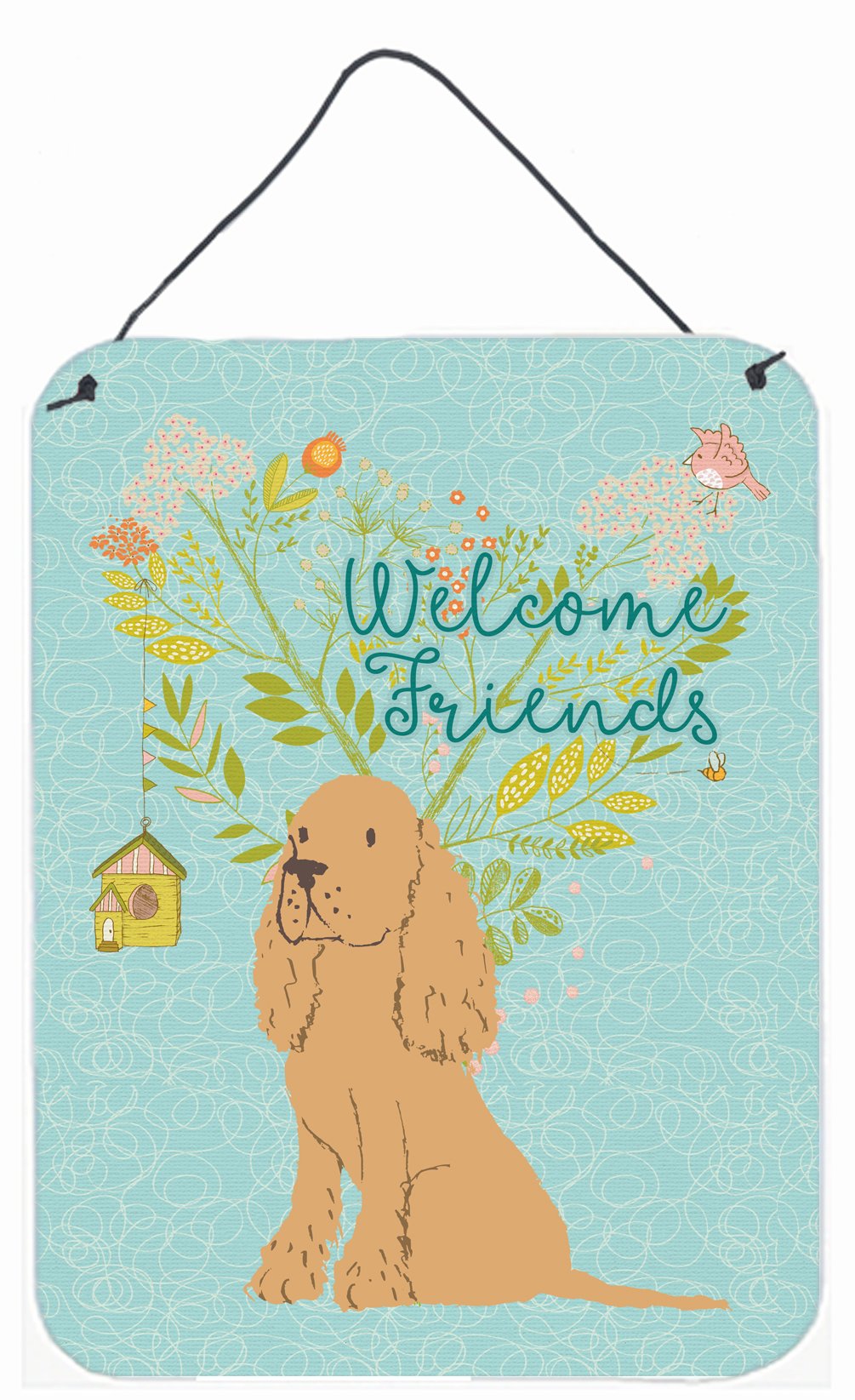 Welcome Friends Buff Cocker Spaniel Wall or Door Hanging Prints BB7619DS1216 by Caroline&#39;s Treasures