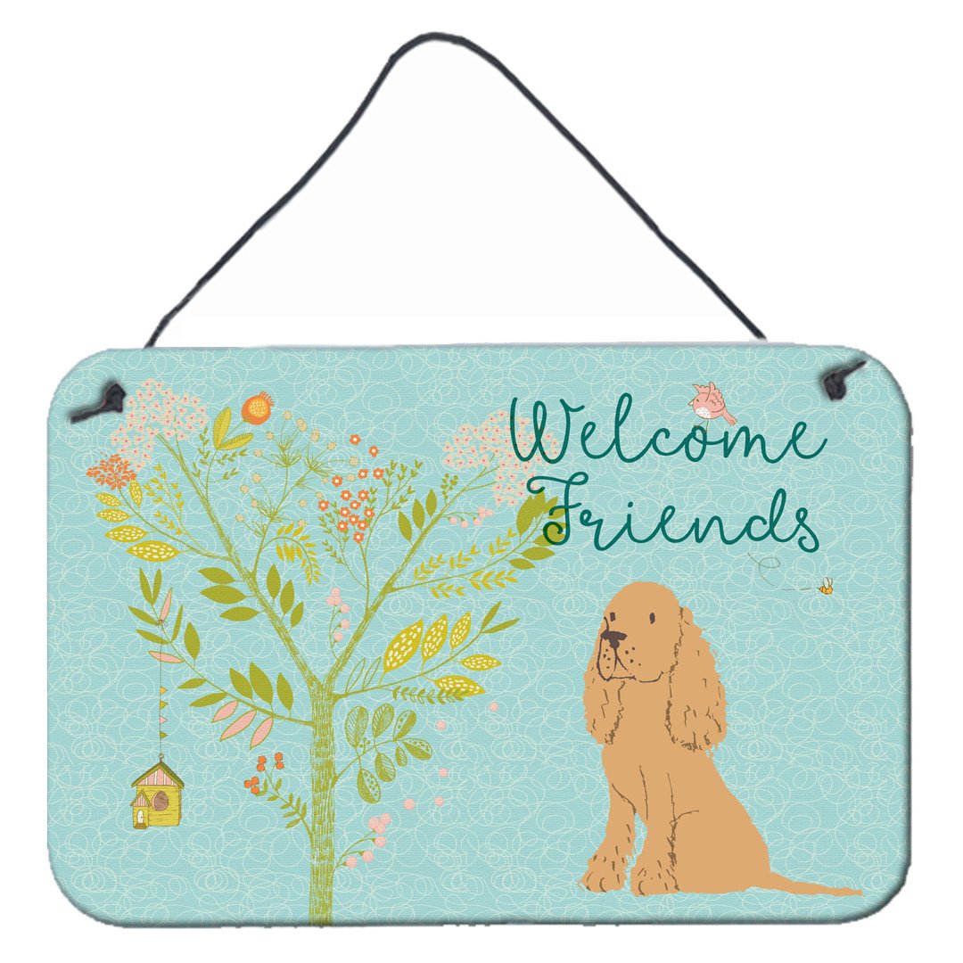 Welcome Friends Buff Cocker Spaniel Wall or Door Hanging Prints BB7619DS812 by Caroline&#39;s Treasures