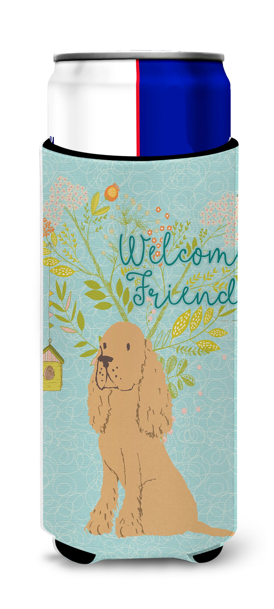 Welcome Friends Buff Cocker Spaniel  Ultra Hugger for slim cans BB7619MUK  the-store.com.