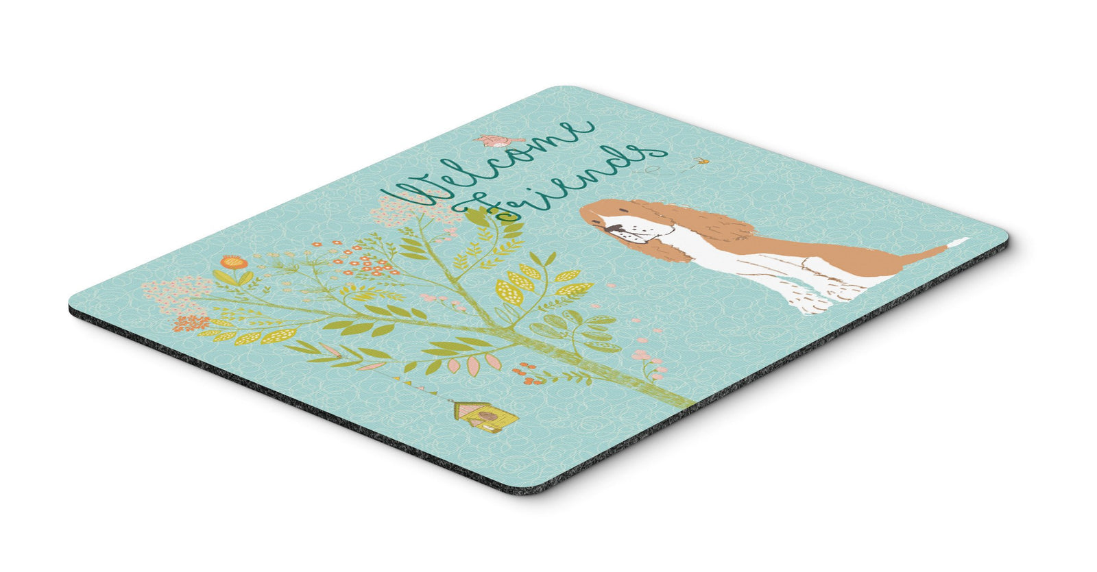 Welcome Friends Gold Springer Spaniel Mouse Pad, Hot Pad or Trivet BB7620MP by Caroline's Treasures