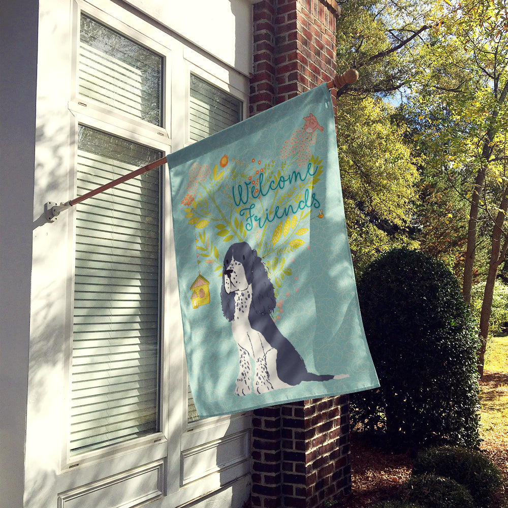 Welcome Friends Black Springer Spaniel Flag Canvas House Size BB7621CHF  the-store.com.