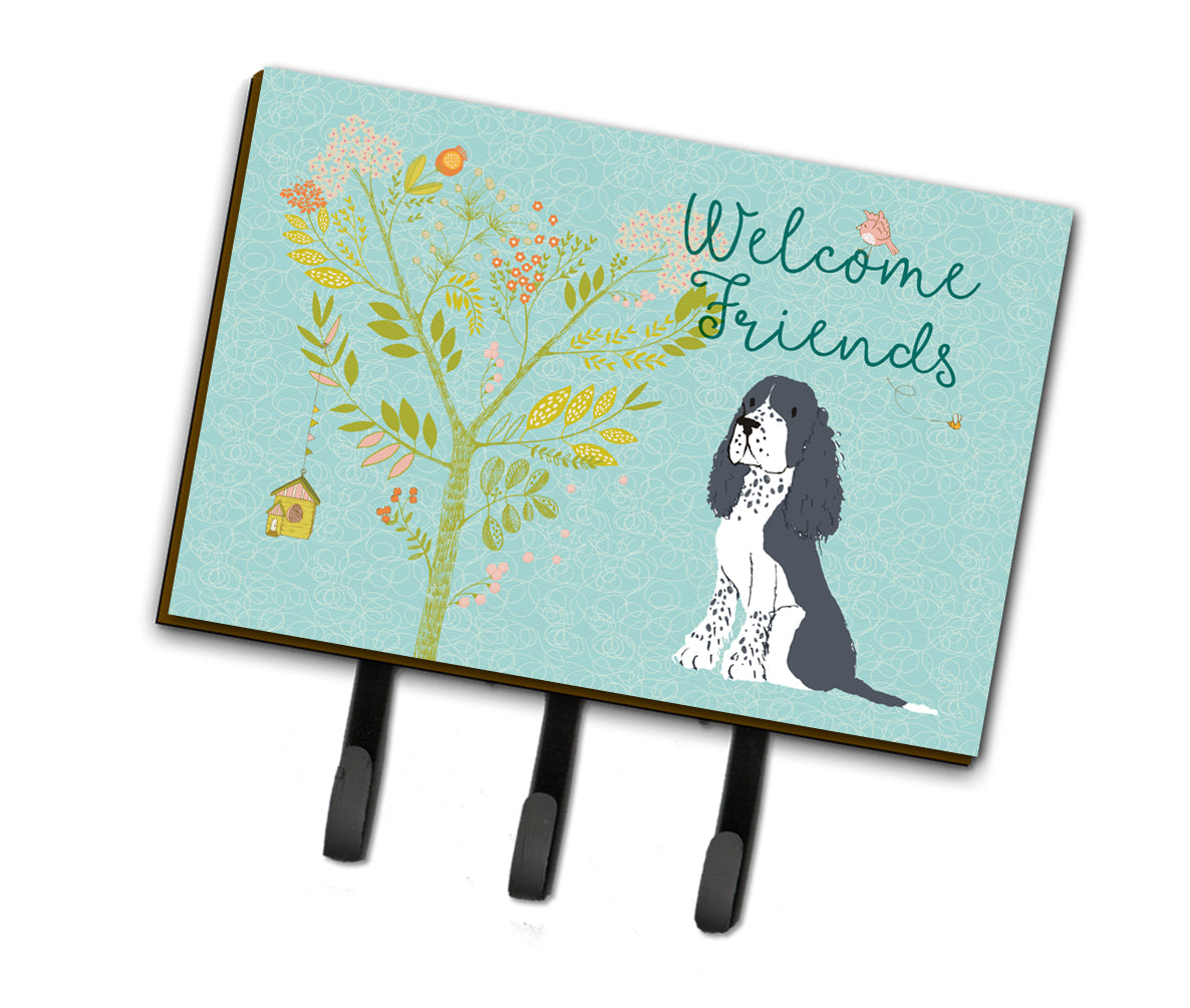Welcome Friends Black Springer Spaniel Leash or Key Holder BB7621TH68  the-store.com.