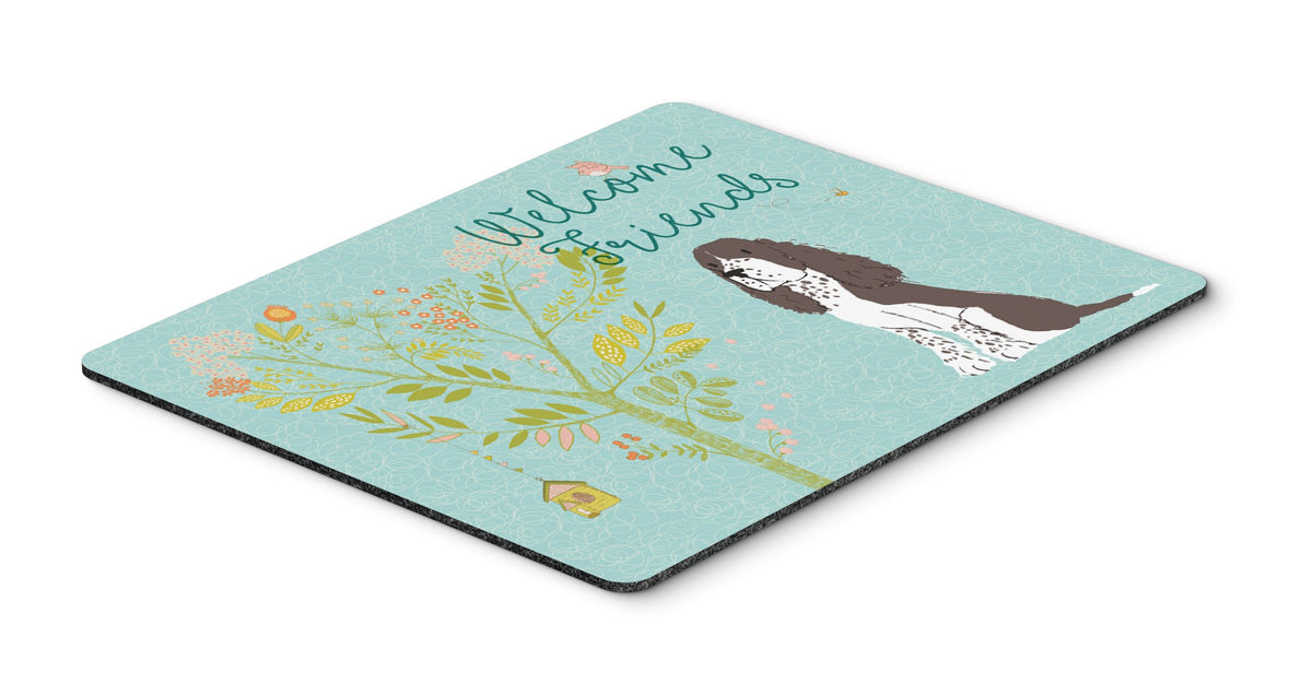 Welcome Friends Brown Springer Spaniel Mouse Pad, Hot Pad or Trivet BB7622MP by Caroline&#39;s Treasures