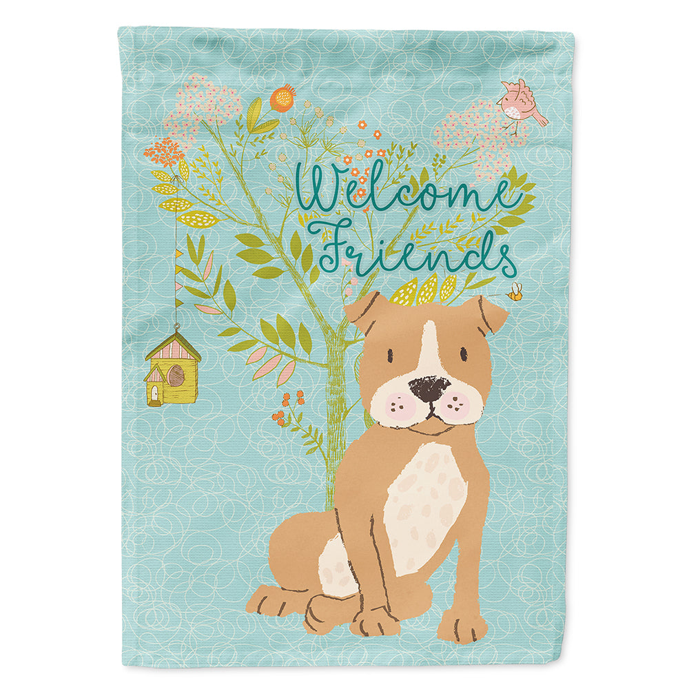 Welcome Friends Brown Staffie Flag Canvas House Size BB7624CHF