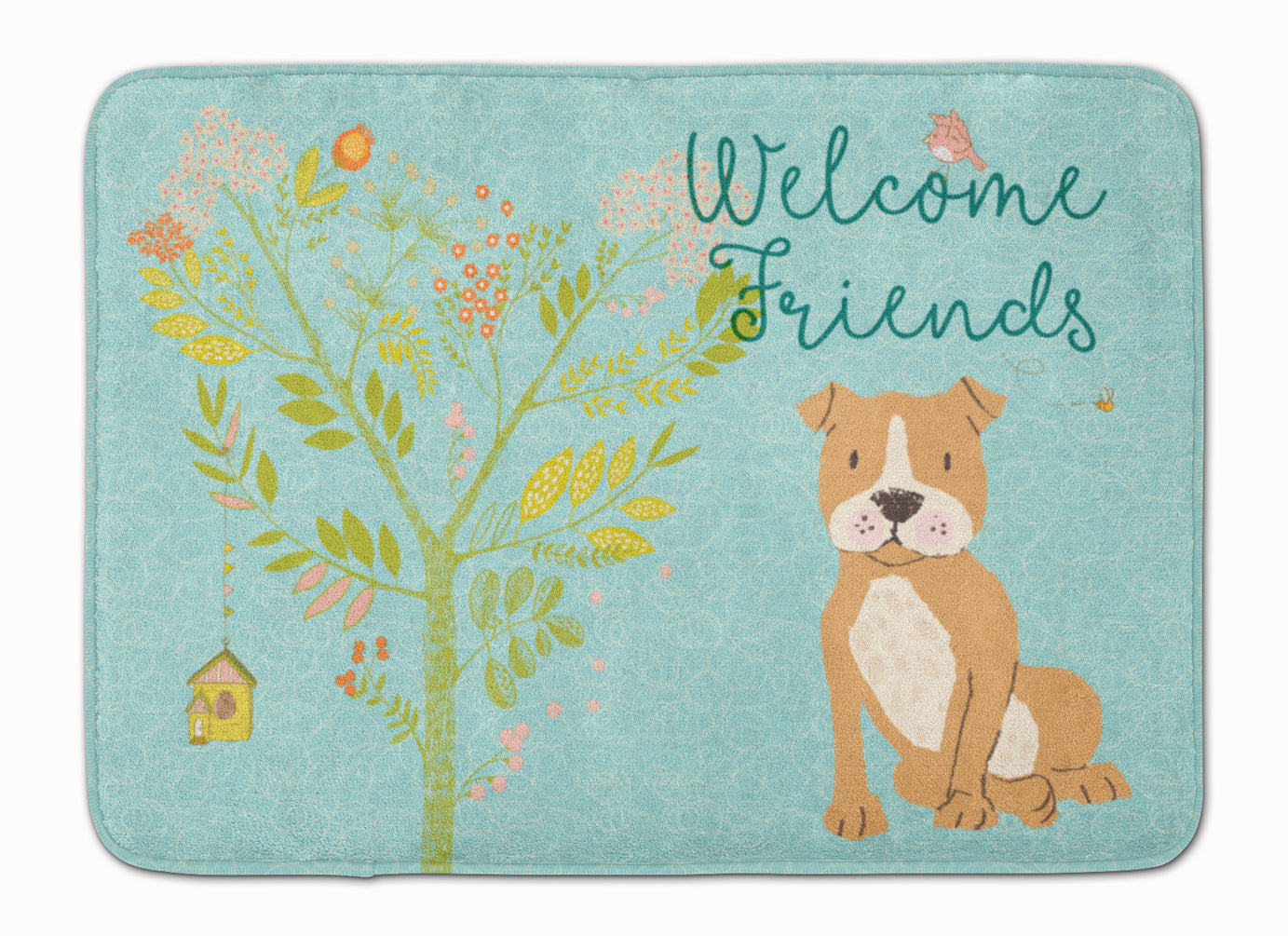 Welcome Friends Brown Staffie Machine Washable Memory Foam Mat BB7624RUG - the-store.com