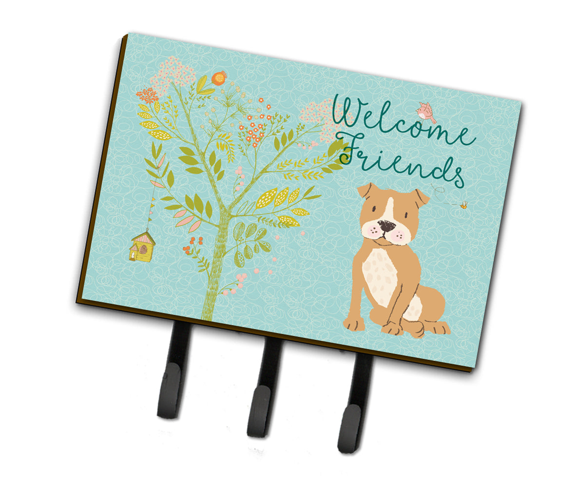 Welcome Friends Brown Staffie Leash or Key Holder BB7624TH68