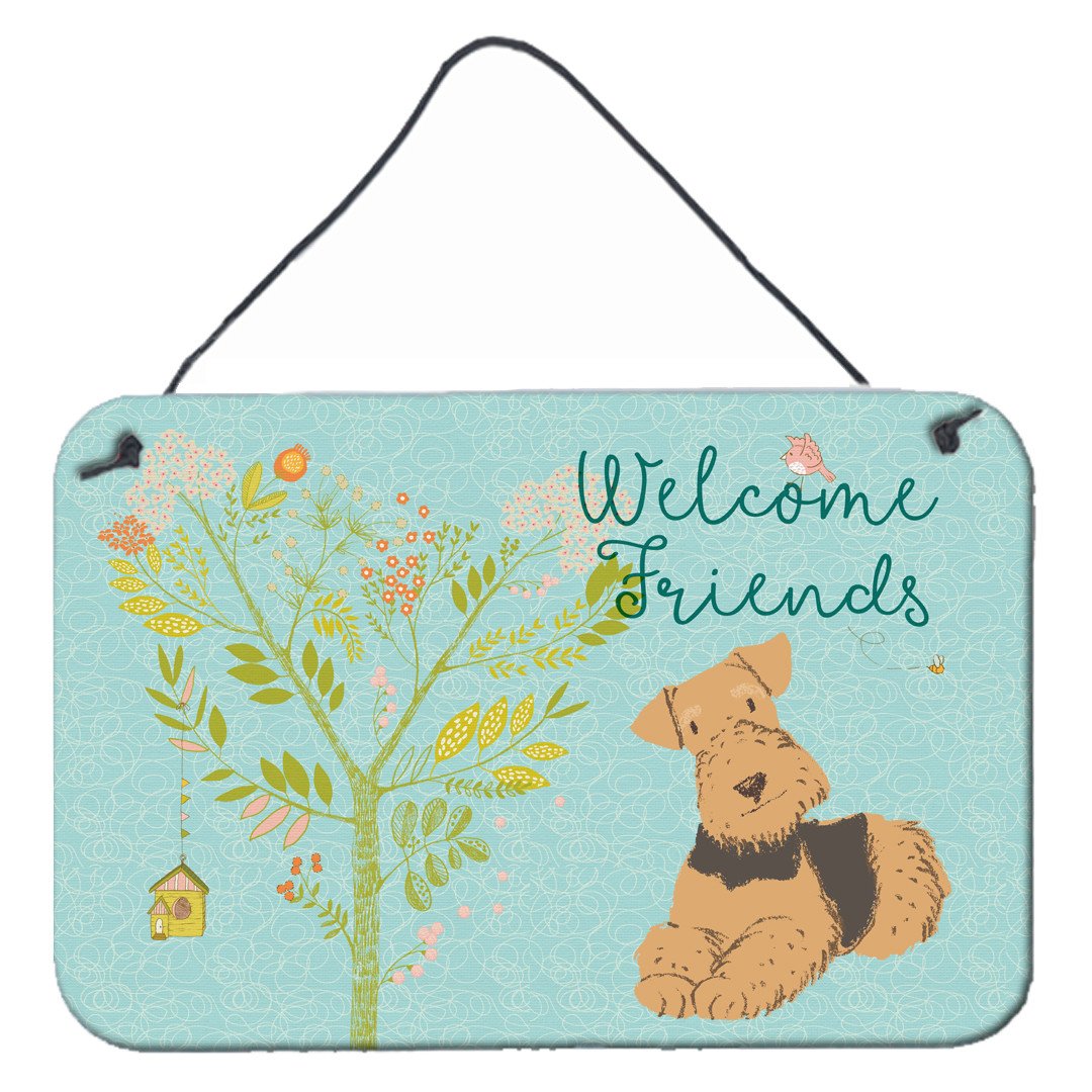 Welcome Friends Airedale Terrier Wall or Door Hanging Prints BB7625DS812 by Caroline&#39;s Treasures