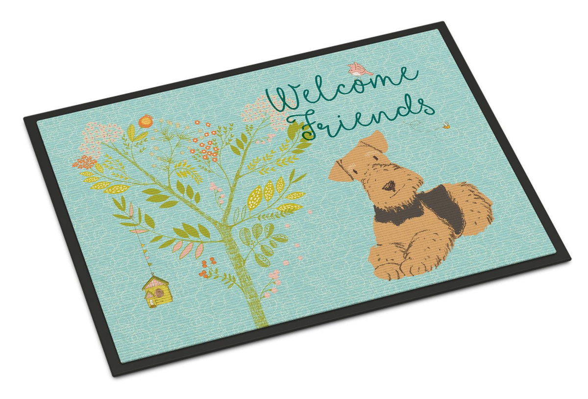 Welcome Friends Airedale Terrier Indoor or Outdoor Mat 24x36 BB7625JMAT by Caroline&#39;s Treasures