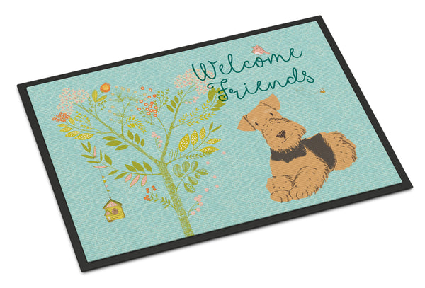 Welcome Friends Airedale Terrier Indoor or Outdoor Mat 18x27 BB7625MAT - the-store.com