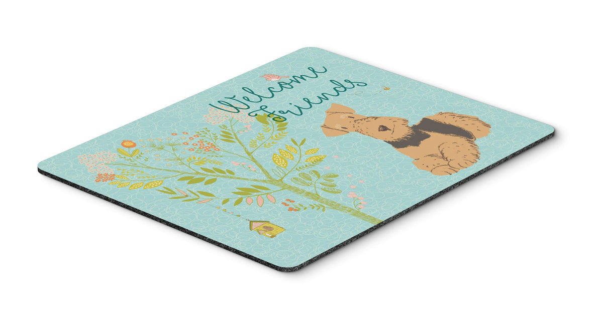 Welcome Friends Airedale Terrier Mouse Pad, Hot Pad or Trivet BB7625MP by Caroline&#39;s Treasures