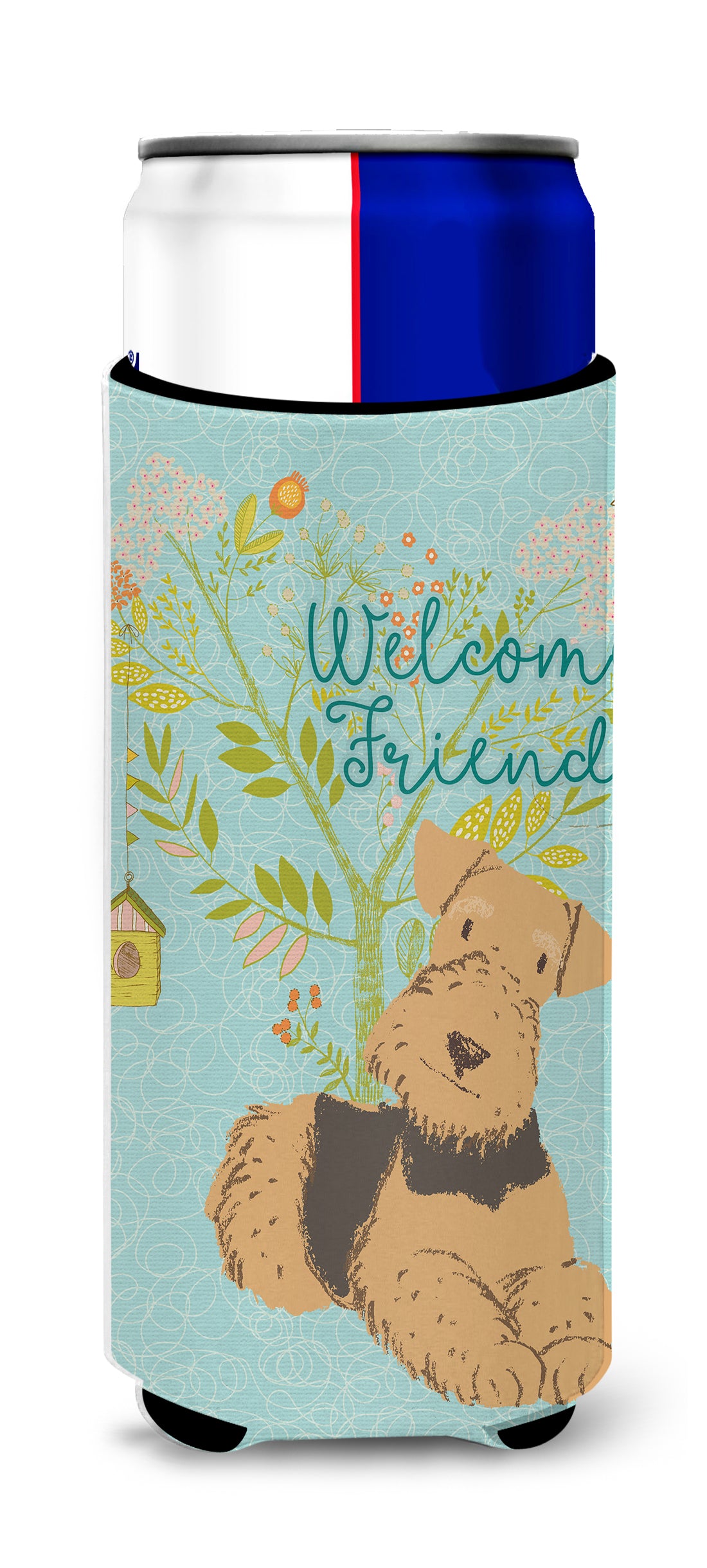 Welcome Friends Airedale Terrier  Ultra Hugger for slim cans BB7625MUK