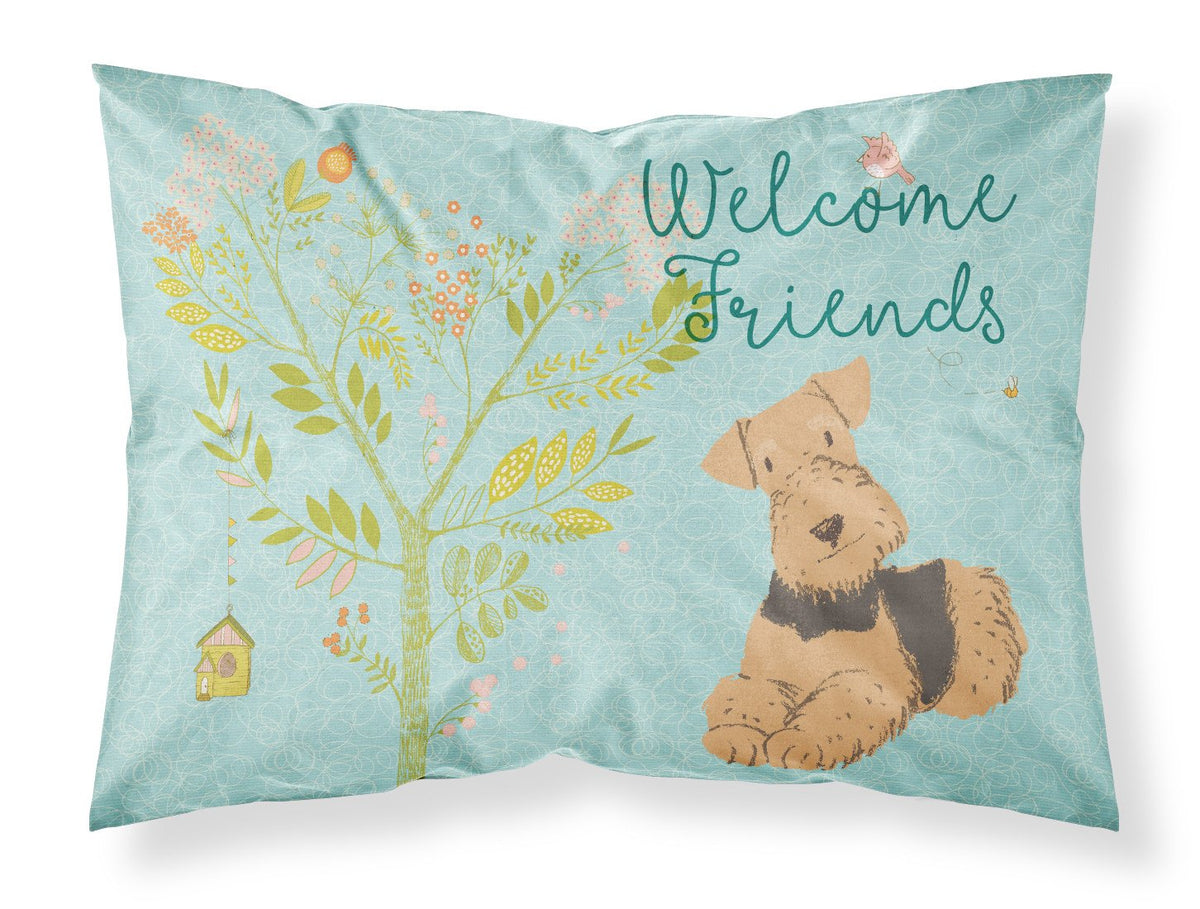 Welcome Friends Airedale Terrier Fabric Standard Pillowcase BB7625PILLOWCASE by Caroline&#39;s Treasures