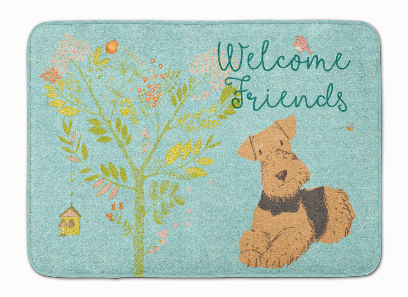 Welcome Friends Airedale Terrier Machine Washable Memory Foam Mat BB7625RUG - the-store.com