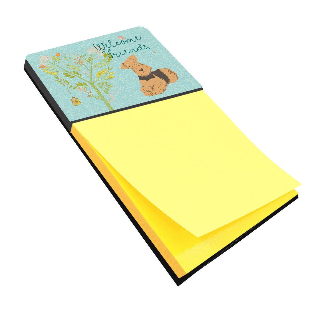 Welcome Friends Airedale Terrier Sticky Note Holder BB7625SN by Caroline&#39;s Treasures