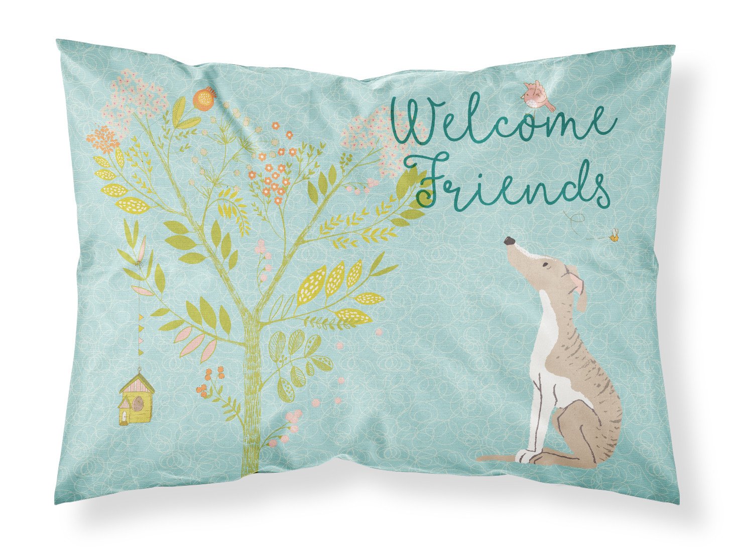Welcome Friends Whippet Fabric Standard Pillowcase BB7626PILLOWCASE by Caroline's Treasures