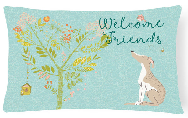 Welcome Friends Whippet Canvas Fabric Decorative Pillow BB7626PW1216 by Caroline's Treasures