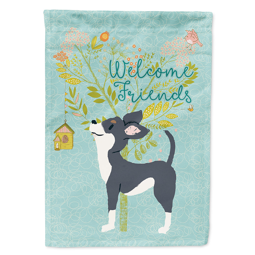 Welcome Friends Black White Chihuahua Flag Canvas House Size BB7627CHF  the-store.com.