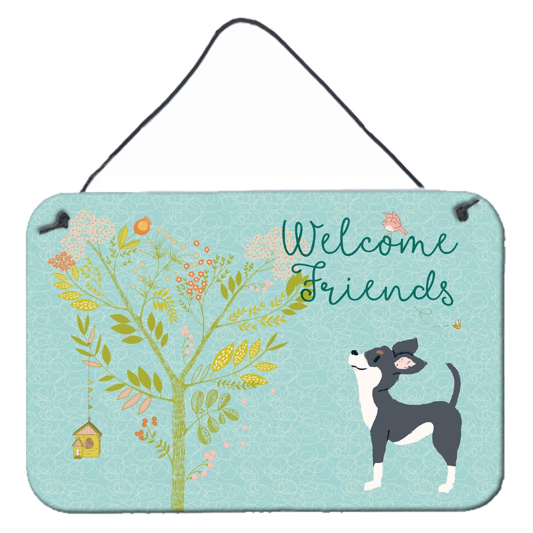 Welcome Friends Black White Chihuahua Wall or Door Hanging Prints BB7627DS812 by Caroline&#39;s Treasures