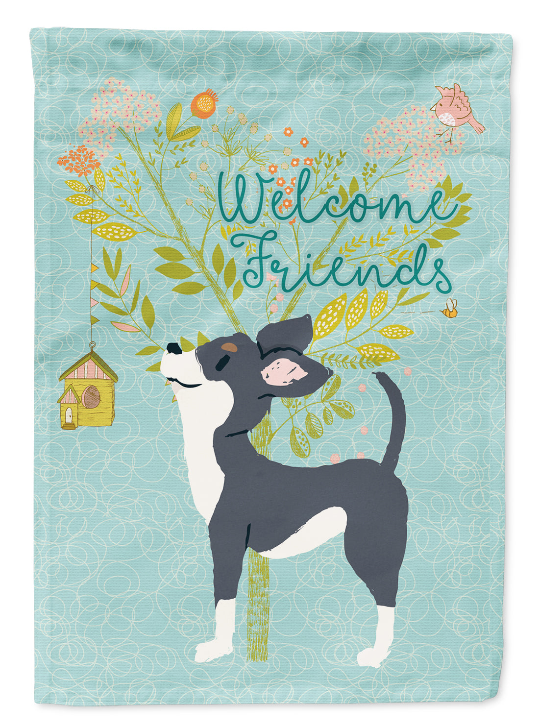 Welcome Friends Black White Chihuahua Flag Garden Size BB7627GF