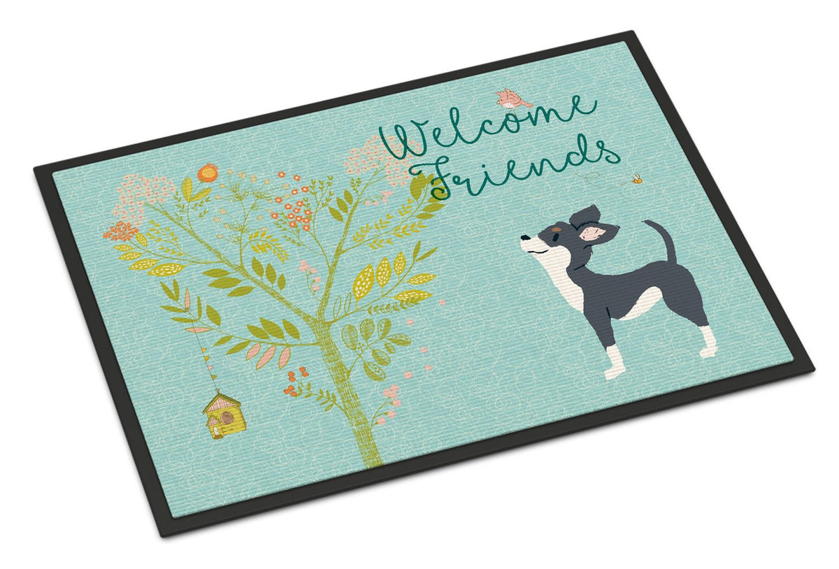 Welcome Friends Black White Chihuahua Indoor or Outdoor Mat 24x36 BB7627JMAT by Caroline&#39;s Treasures