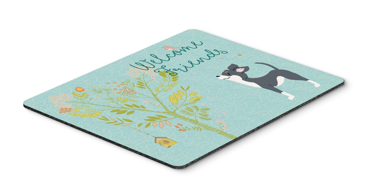 Welcome Friends Black White Chihuahua Mouse Pad, Hot Pad or Trivet BB7627MP by Caroline&#39;s Treasures