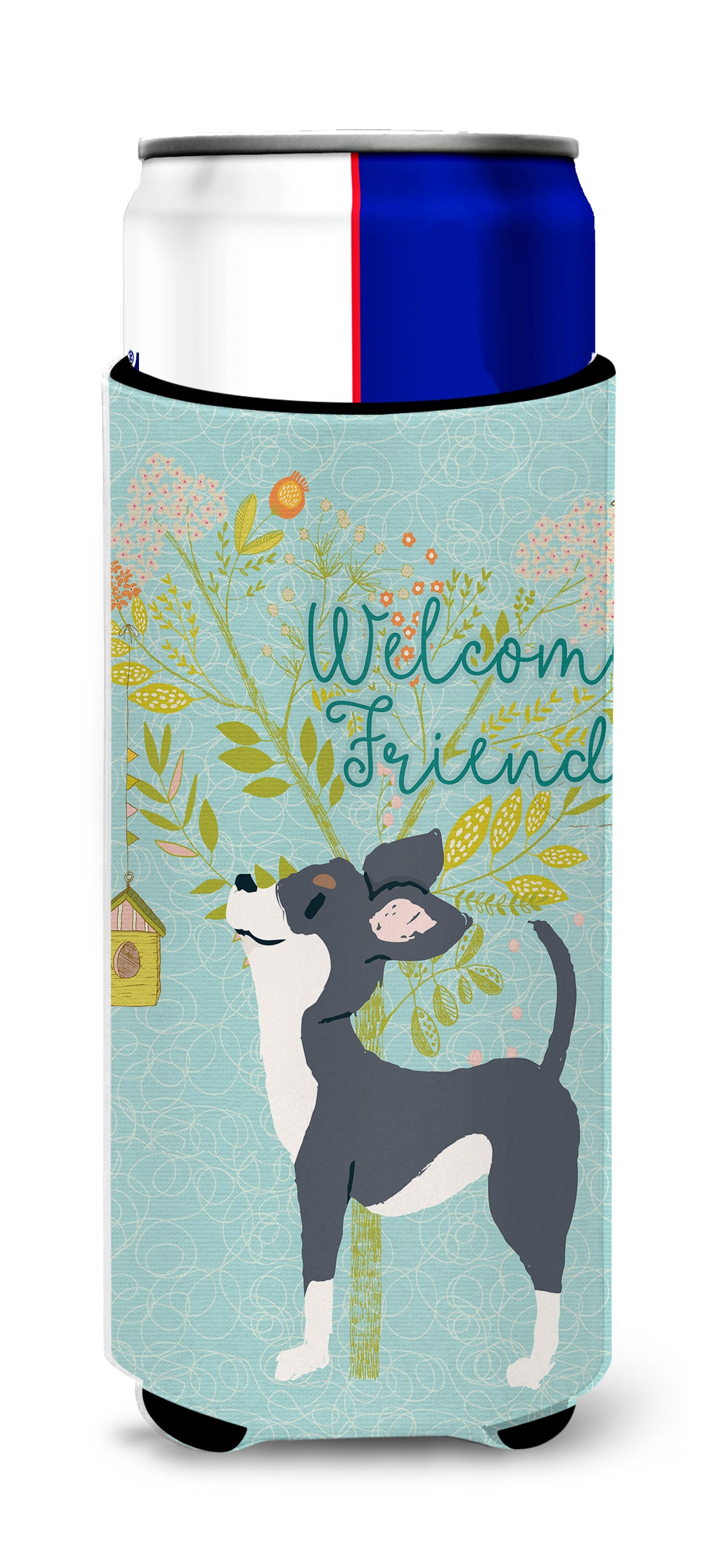 Welcome Friends Black White Chihuahua  Ultra Hugger for slim cans BB7627MUK  the-store.com.