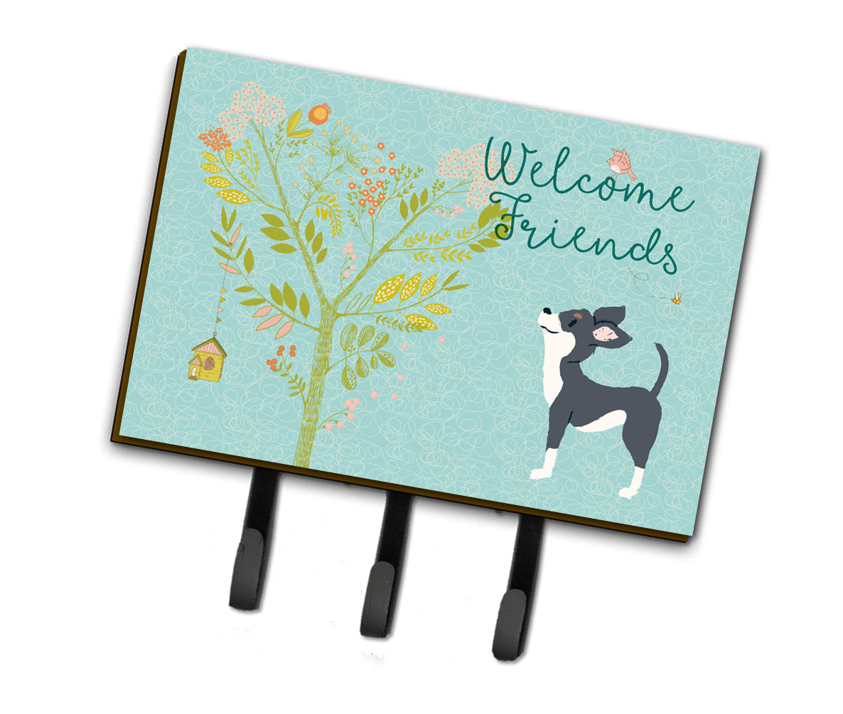 Welcome Friends Black White Chihuahua Leash or Key Holder BB7627TH68  the-store.com.