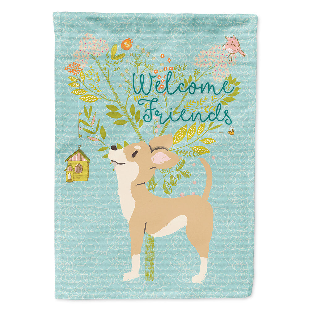 Welcome Friends Brown White Chihuahua Flag Canvas House Size BB7628CHF  the-store.com.