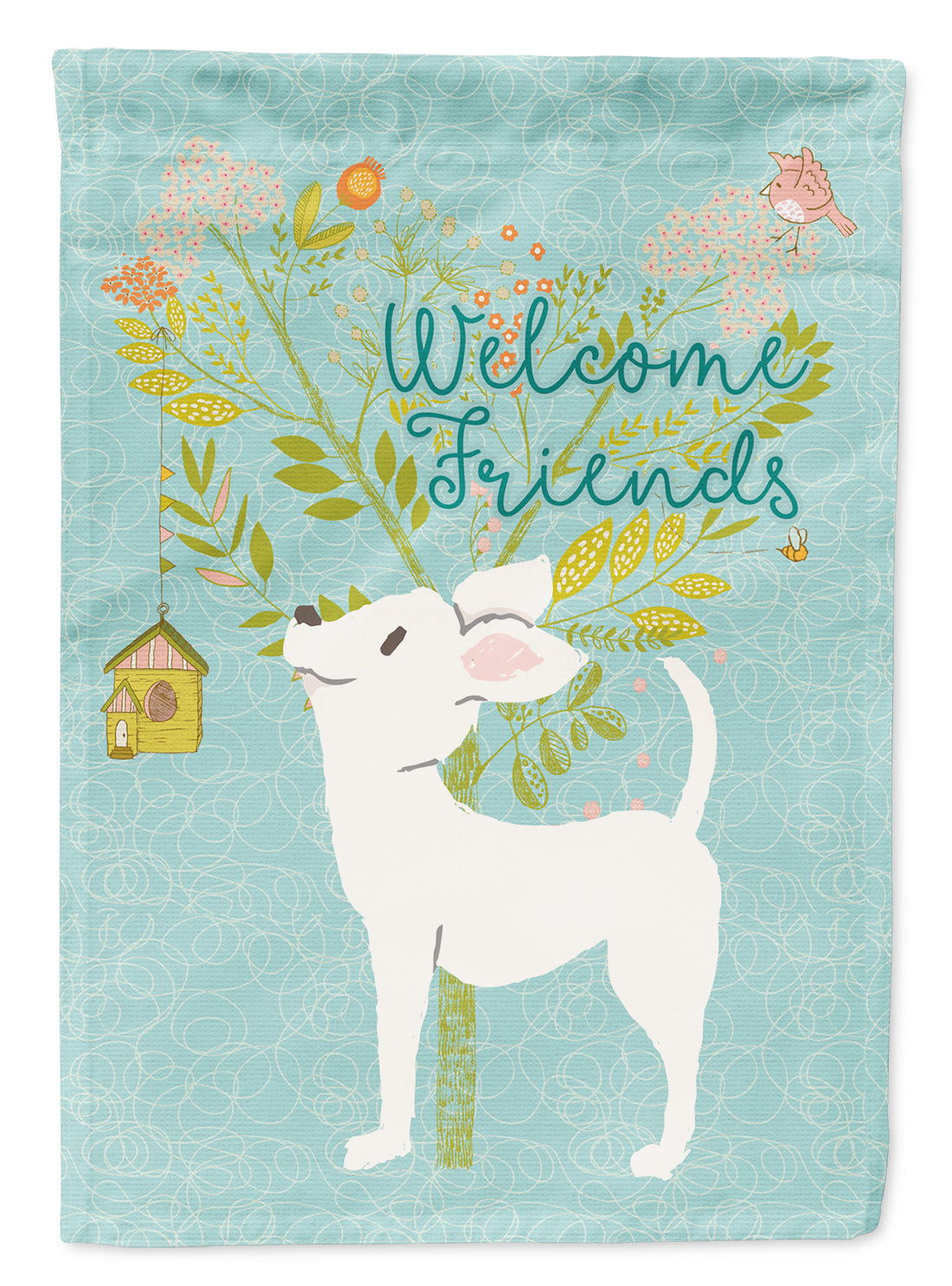 Welcome Friends White Chihuahua Flag Garden Size BB7629GF