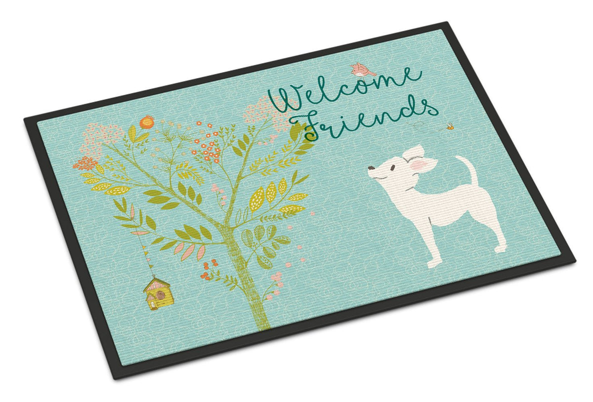 Welcome Friends White Chihuahua Indoor or Outdoor Mat 24x36 BB7629JMAT by Caroline&#39;s Treasures