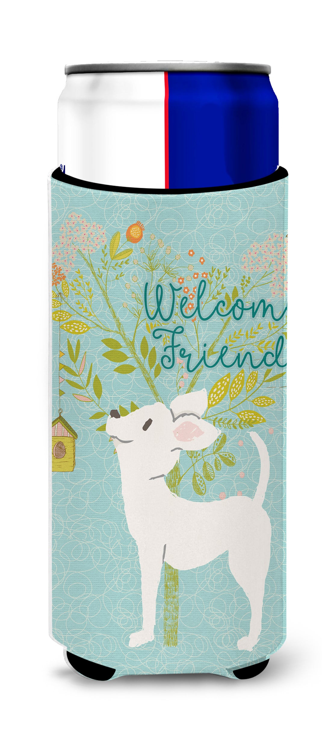 Welcome Friends White Chihuahua  Ultra Hugger for slim cans BB7629MUK